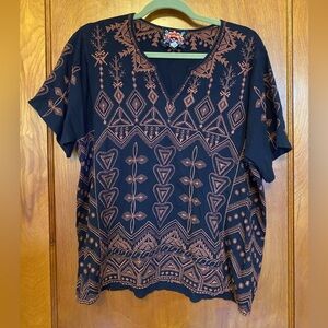 Johnny Was Embroidered T-shirt Tunic Size S